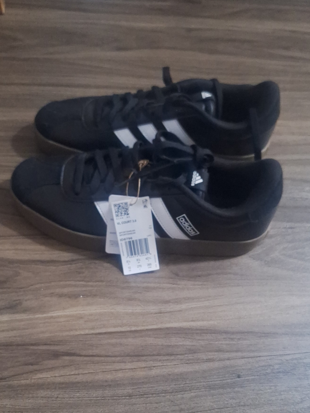adidas Black Sneakers with White Stripes and Gum Sole